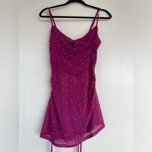 Akira pink corset beaded mini dress